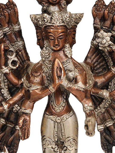 12" Tibetan Buddhist Deity Thousand Armed Avalokiteshvara Brass Statue | Handmade | Made in India