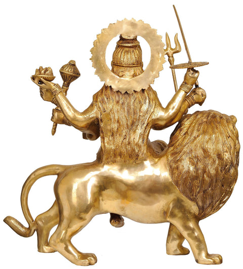 27" Large Size Ashta-Bhuja-Dhari Durga In Brass | Handmade | Made In India