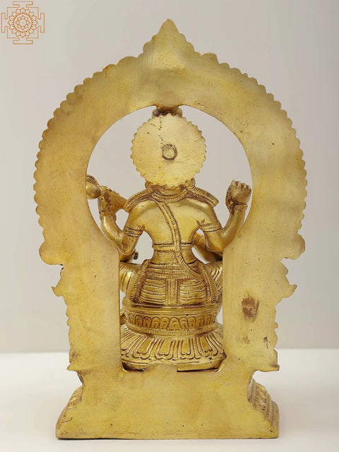9" Brass Goddess Saraswati Statue Playing Veena