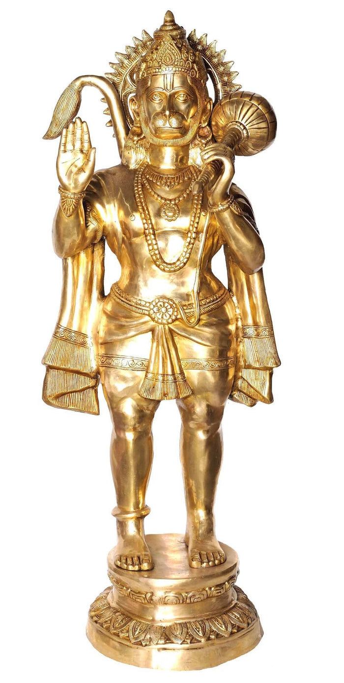 53" Large Size Hanuman in Abhaya-mudra | Indian Handcrafted Brass Idol