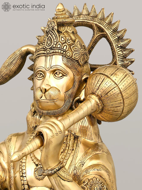 52" Large Size Hanuman in Abhaya Mudra | Indian Handcrafted Brass Idol