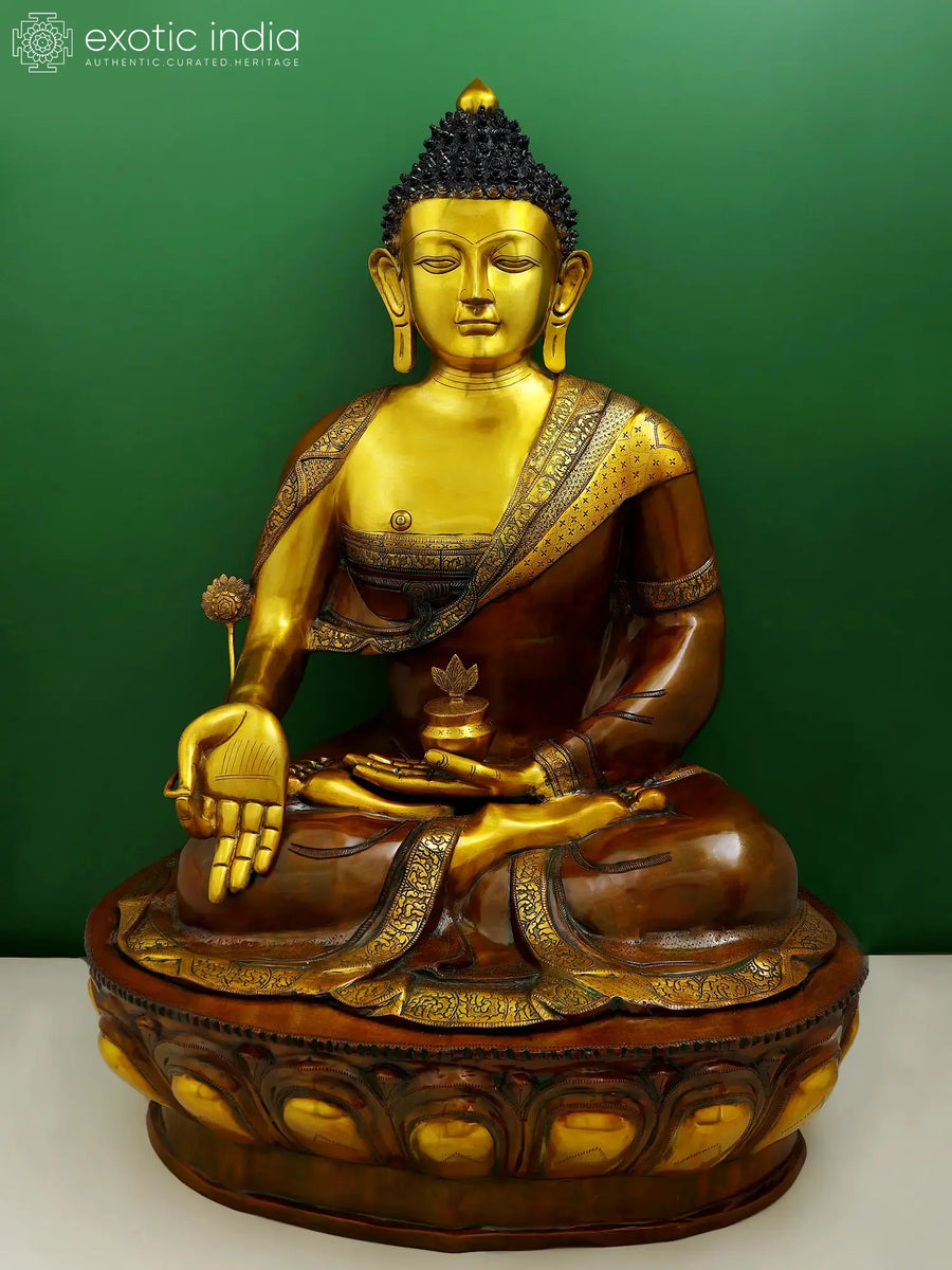 44" Large Medicine Buddha Brass Statue Handmade Tibetan Deity