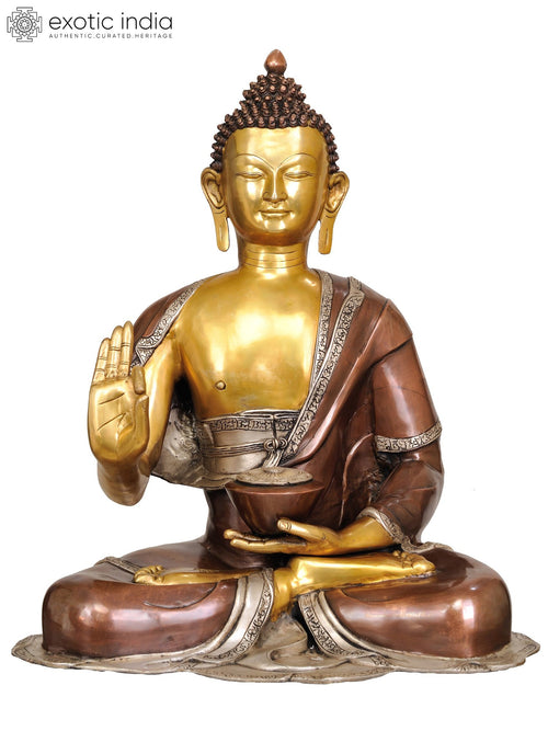 28" Large Brass Buddha Statue for Home Decor Handmade
