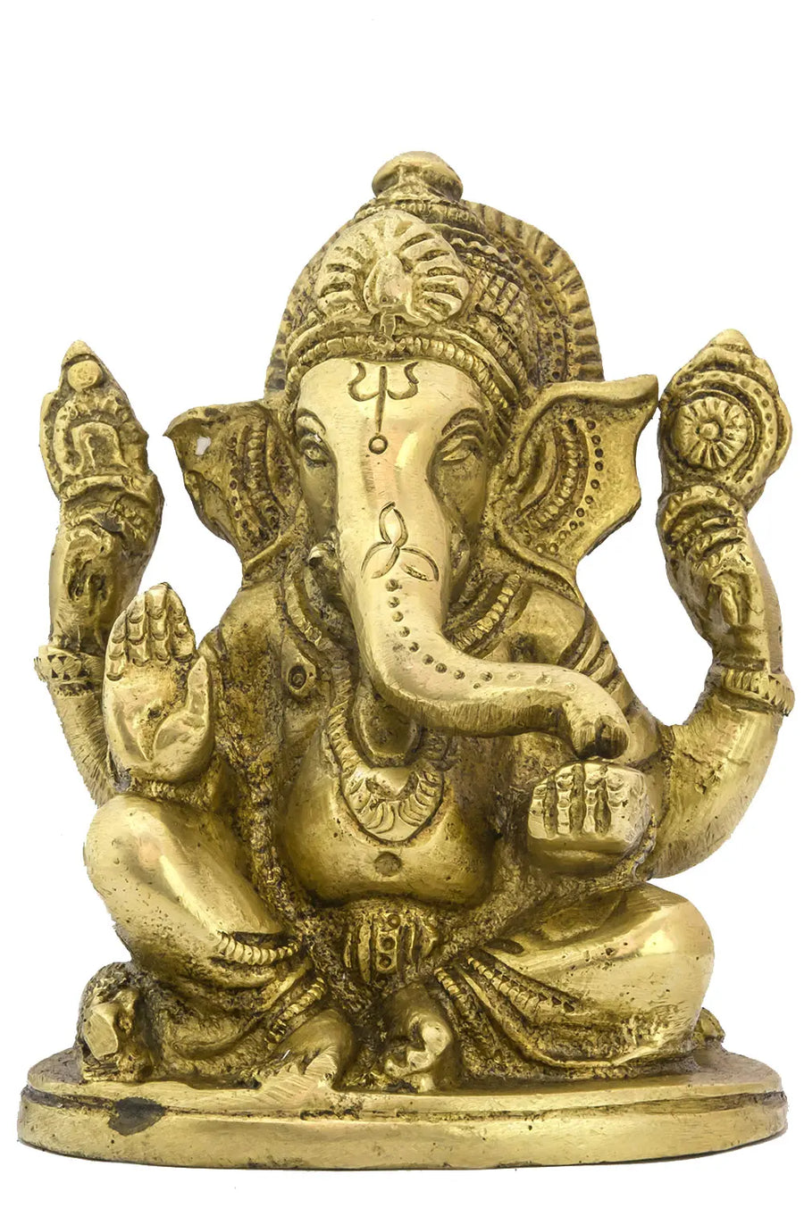 4" Ganesha Handmade Brass Statue for Pooja