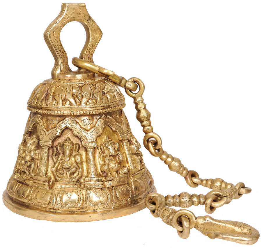 13" Ashta-Vinayaka Brass Temple Bell Hanging Handmade