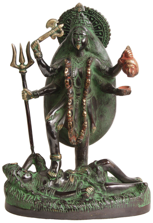10" Mother Goddess Kali Handmade Brass Sculpture