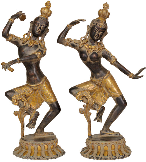 16" Handmade Dancing Shiva and Parvati Brass Statue