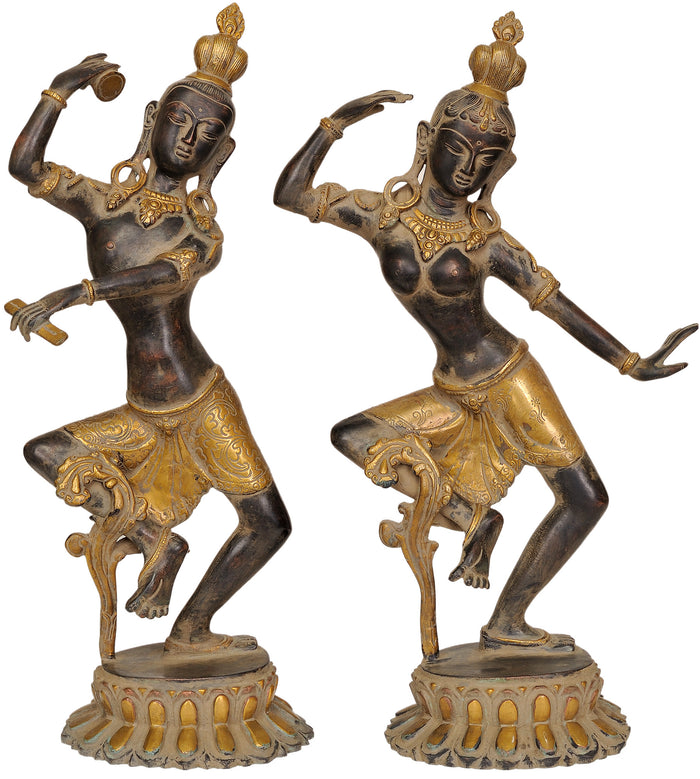 16" Handmade Dancing Shiva and Parvati Brass Statue