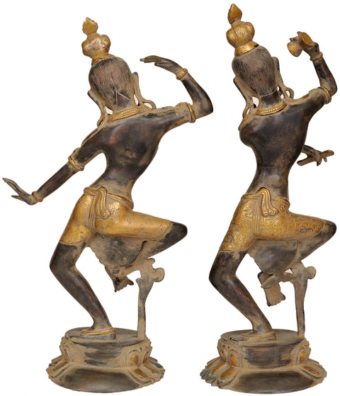 16" Dancing Shiva and Parvati Brass Statue | Handmade