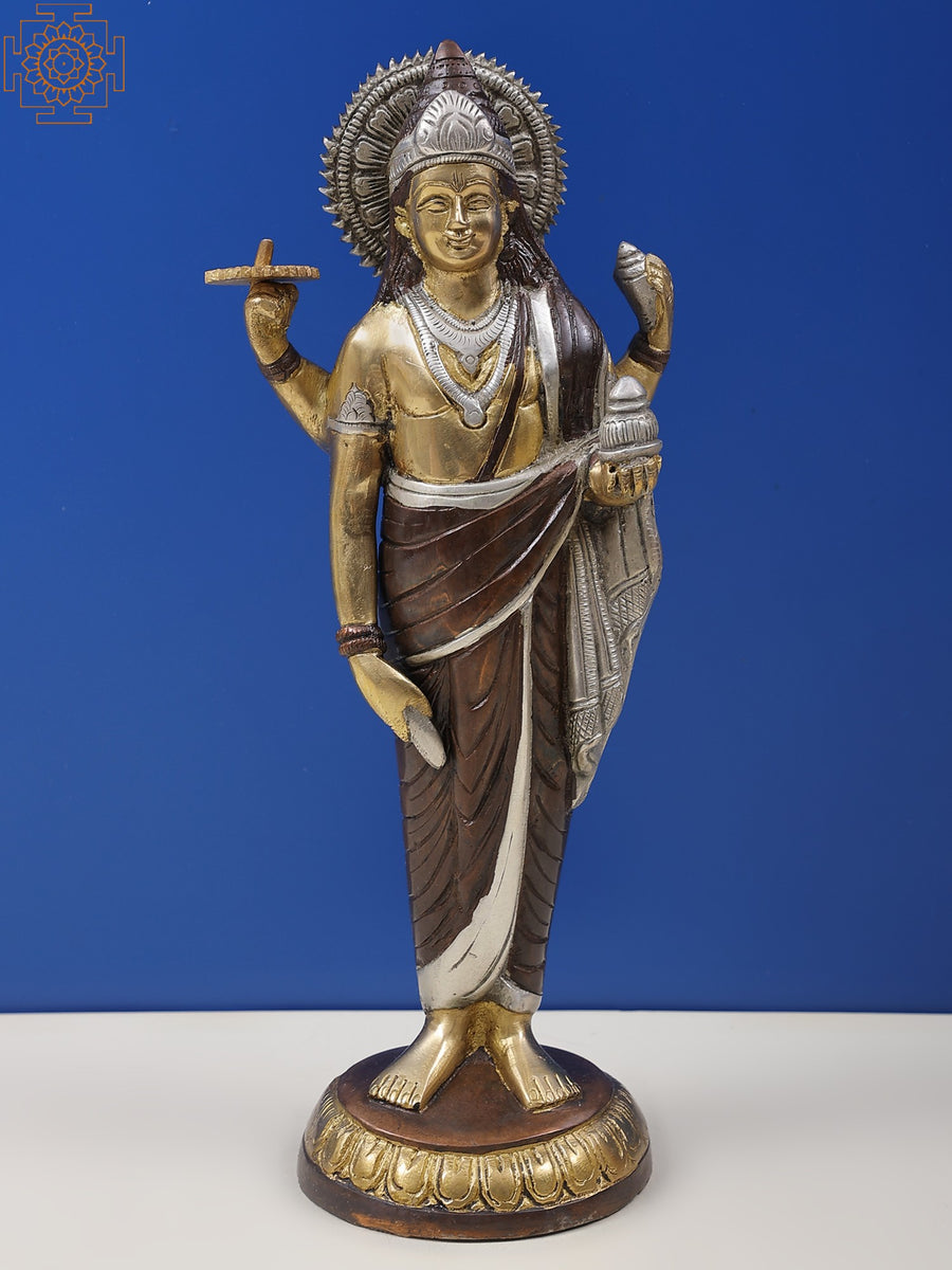 12" Dhanvantari Brass Statue for Pooja - Physician of Gods