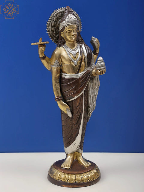 12" Dhanvantari Brass Statue - The Physician of Gods