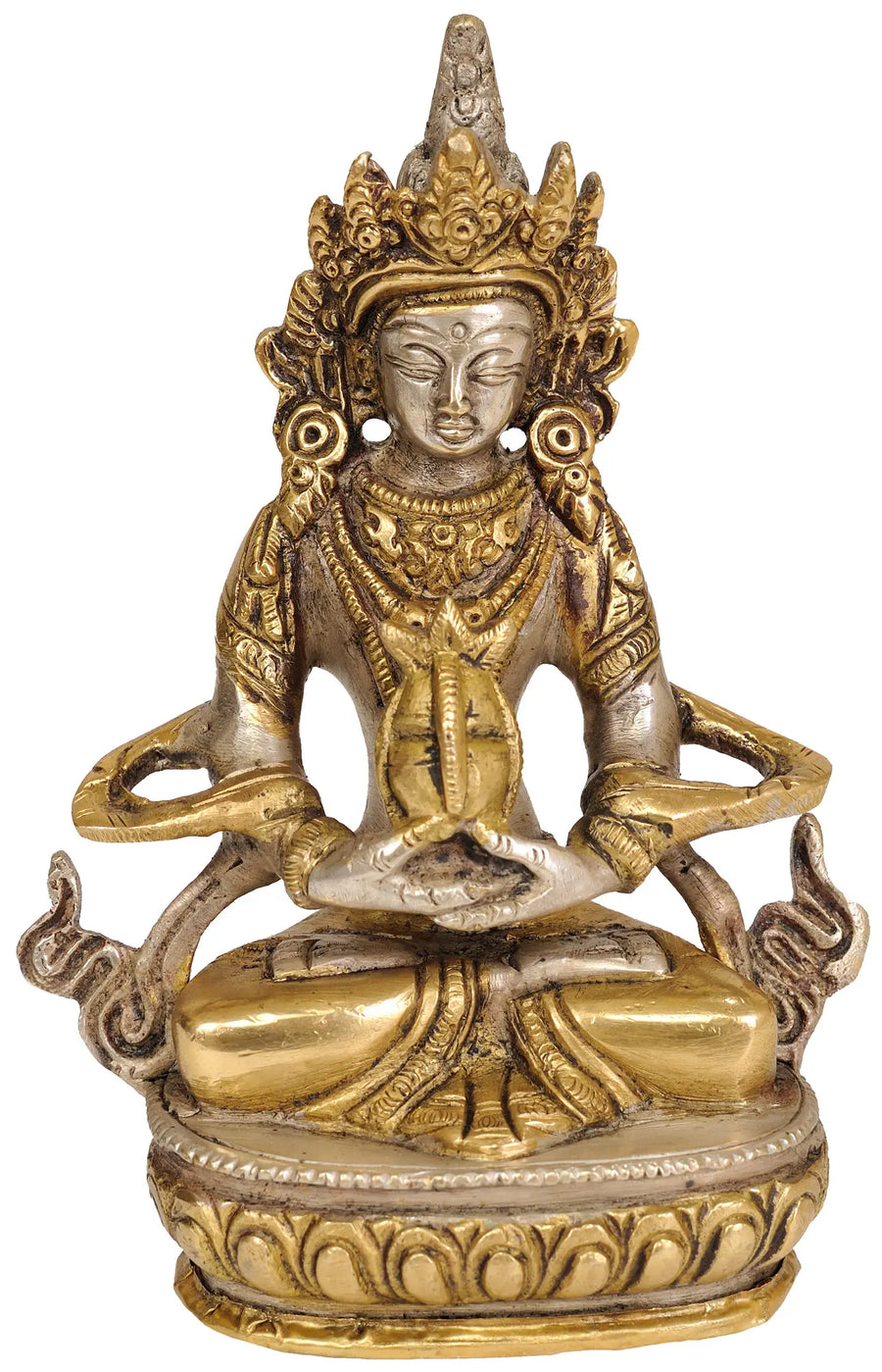 5" Handmade Amitabha Buddha Brass Statue for Pooja