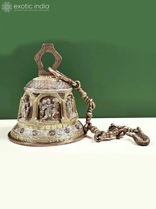 13" Lord Hanuman Brass Temple Hanging Bell Handmade
