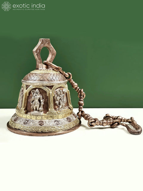 13" Lord Hanuman Temple Hanging Bell in Brass | Handmade | Made in India