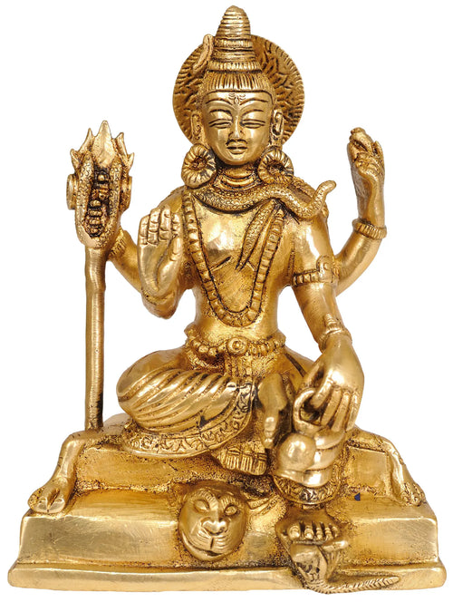 5" Handmade Bhagawan Shiva Brass Statue for Pooja