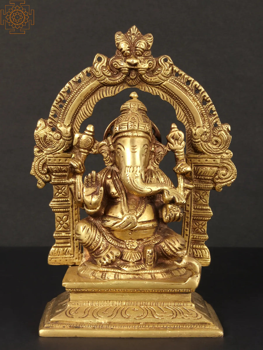 7" Handmade Ganesha Brass Statue for Home Pooja