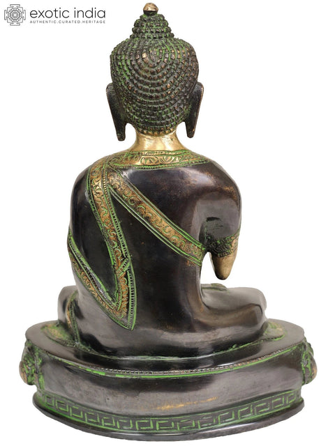 9" Blessing Buddha Brass Sculpture | Handmade | Made in India