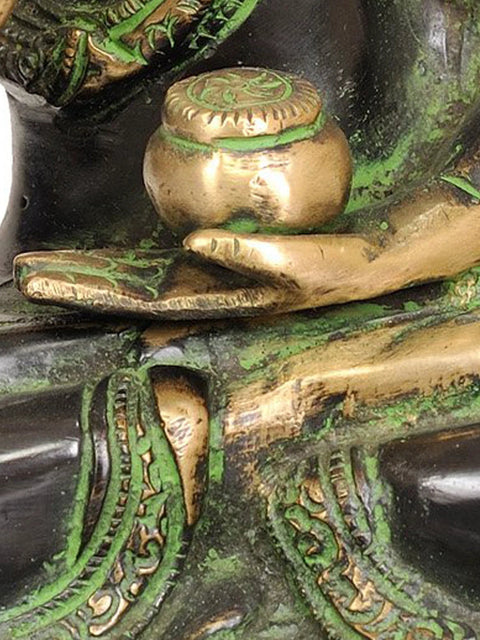 9" Blessing Buddha Brass Sculpture | Handmade | Made in India