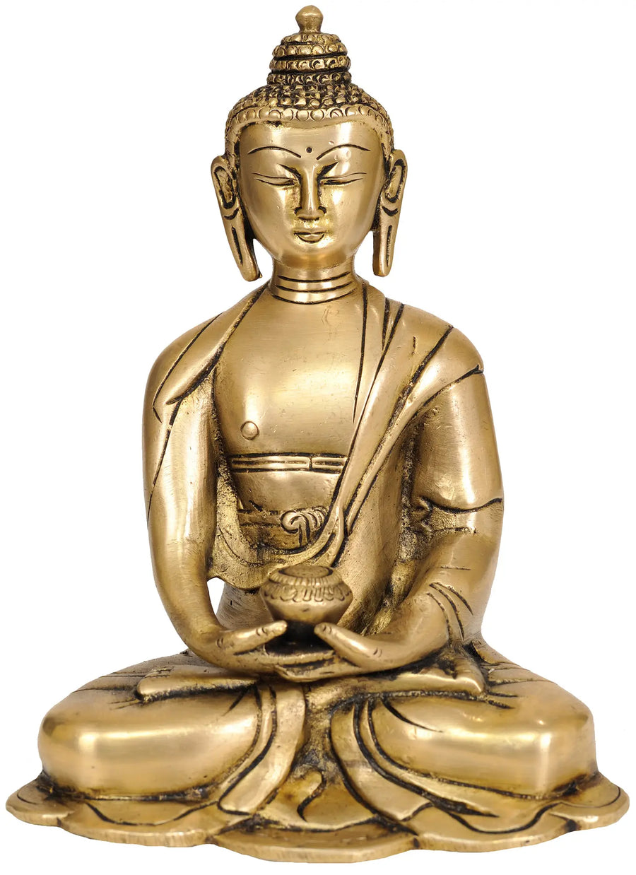 6" Handmade Buddha Dhyana Mudra Brass Statue