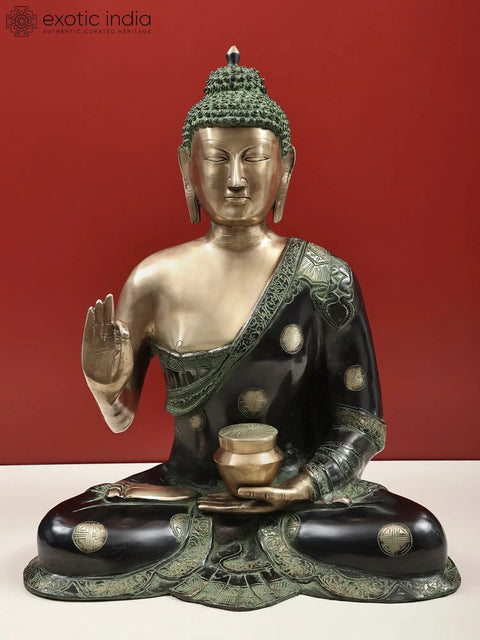 23" Large Blessing Buddha Brass Sculpture | Handmade | Made in India