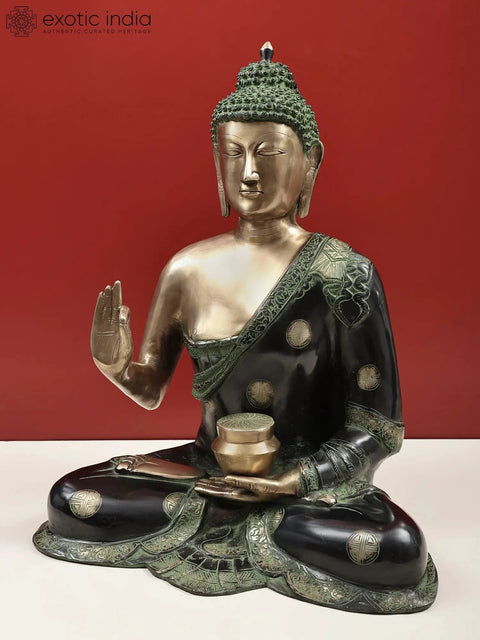 23" Large Blessing Buddha Brass Sculpture | Handmade | Made in India