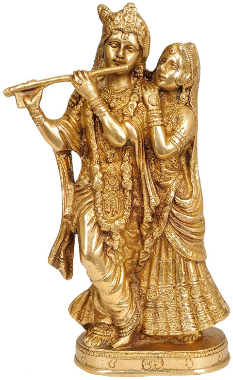8" Radha Krishna Brass Sculpture | Handmade | Made in India