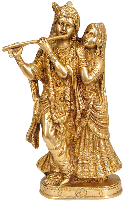 8" Radha Krishna Handmade Brass Sculpture