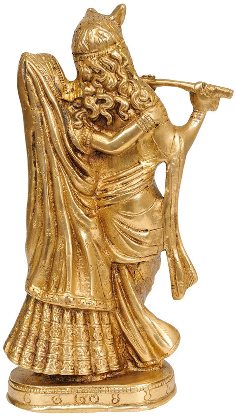 8" Radha Krishna Brass Sculpture | Handmade | Made in India