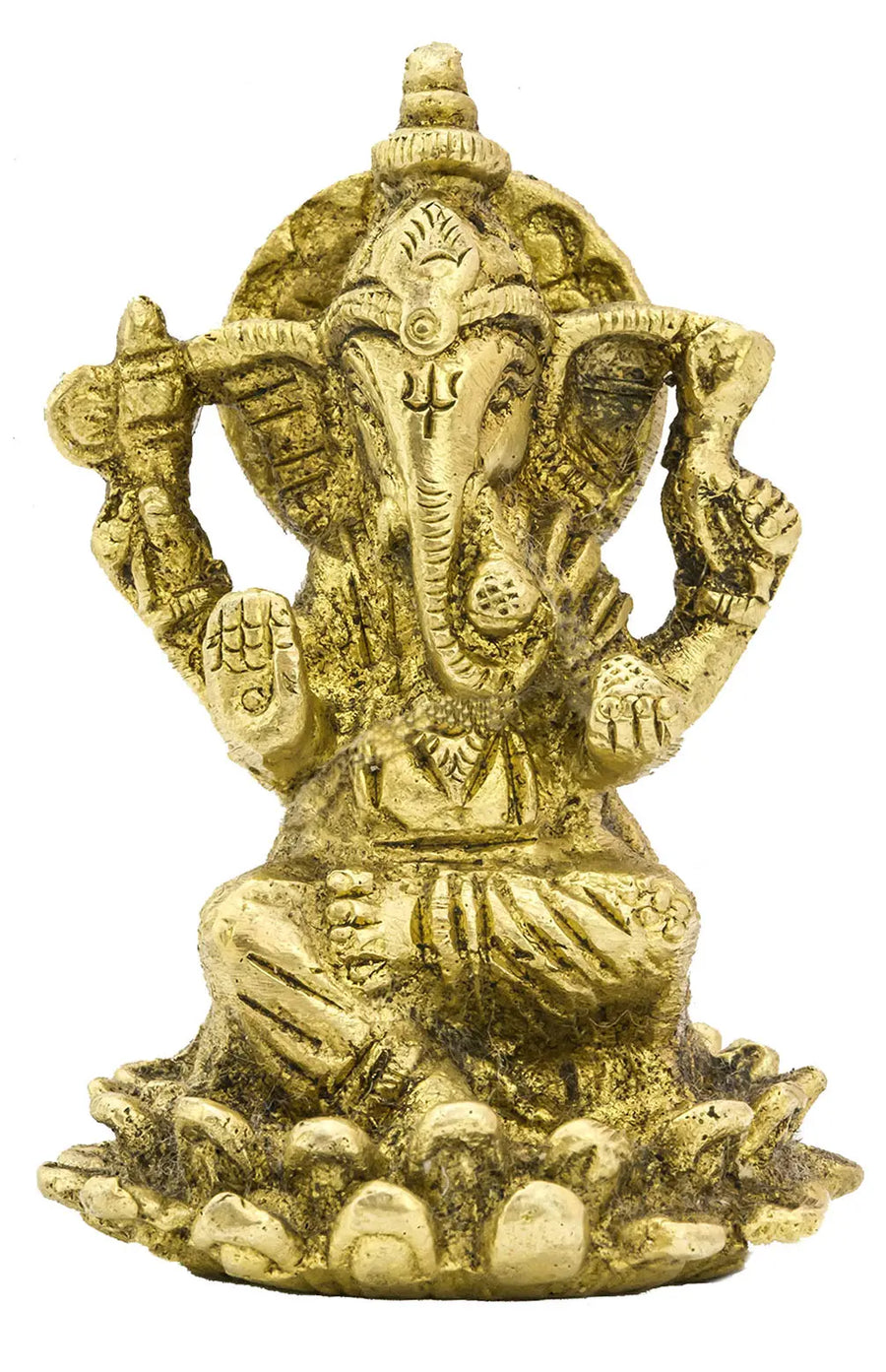 2" Handmade Ganesha Brass Idol for Pooja