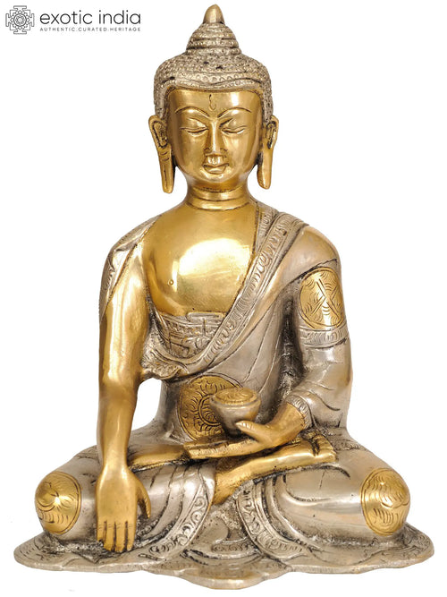8" Lord Buddha Bhumisparsha Mudra Brass Statue Handmade