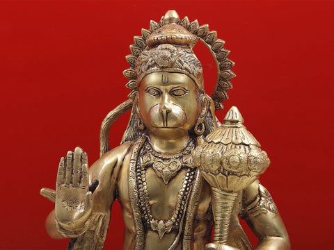 24" Lord Hanuman Idol in Ashirvaad Mudra | Brass Statue