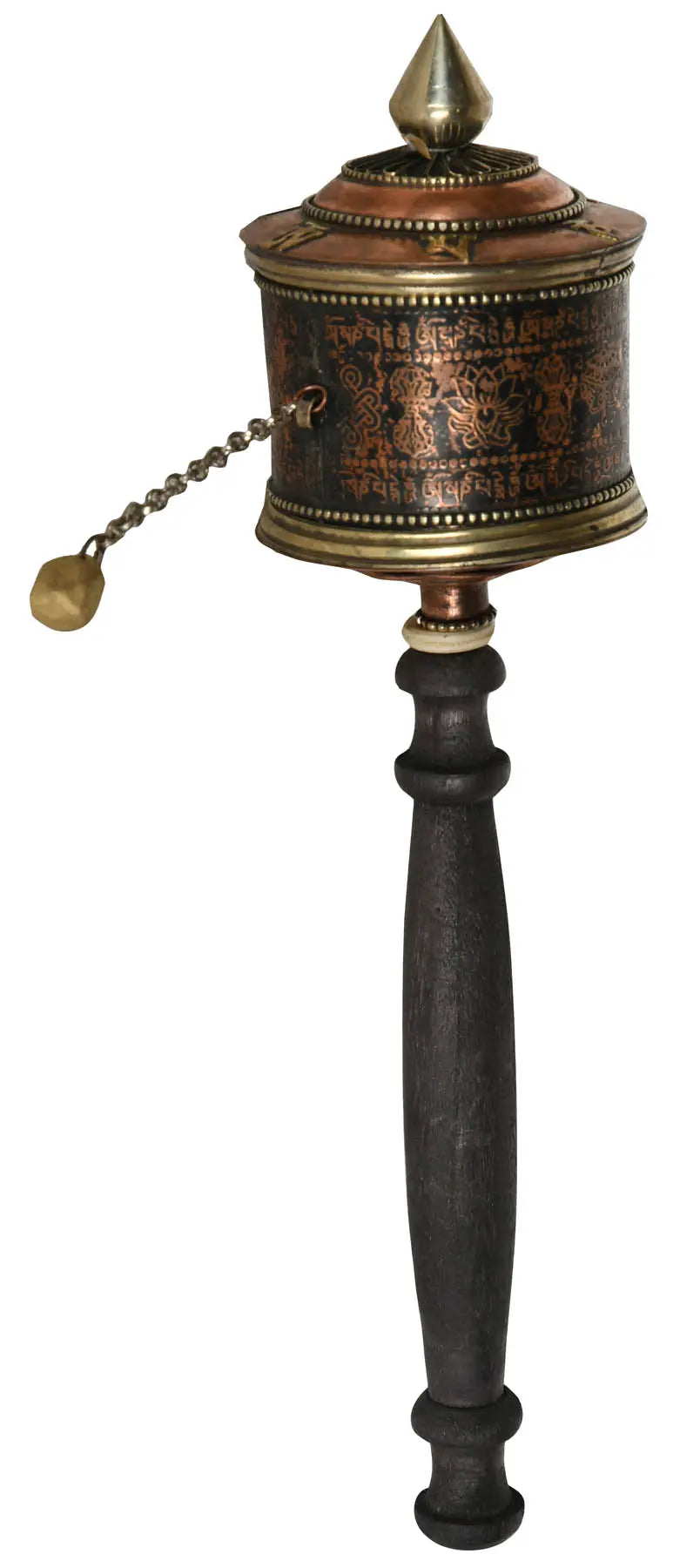 Handheld Tibetan Buddhist Prayer Wheel Brass Statue
