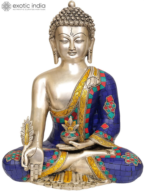 12" Handmade Brass Medicine Buddha Tibetan Buddhist Deity Statue