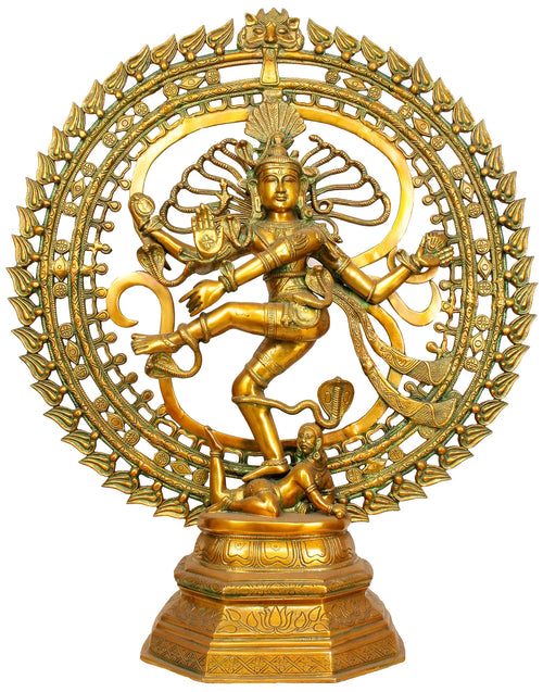 30" Large Nataraja With Om Brass Statue Handmade