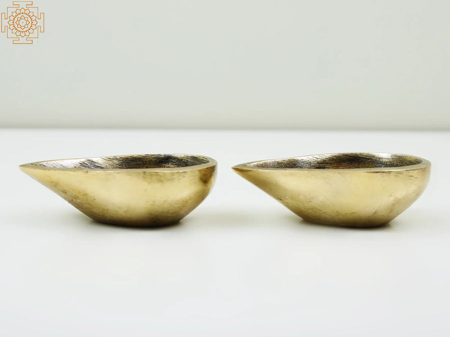 3" Brass Puja Diyas Pair Handmade for Home Pooja