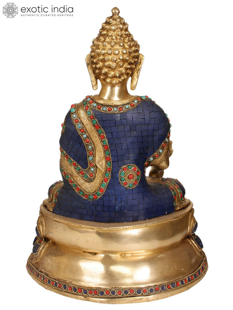 17" Tibetan Buddhist Deity Medicine Buddha Brass Idol | Handmade | Made In India