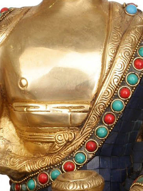 17" Tibetan Buddhist Deity Medicine Buddha Brass Idol | Handmade | Made In India