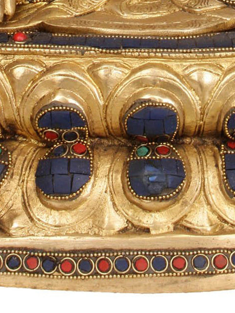 17" Tibetan Buddhist Deity Medicine Buddha Brass Idol | Handmade | Made In India