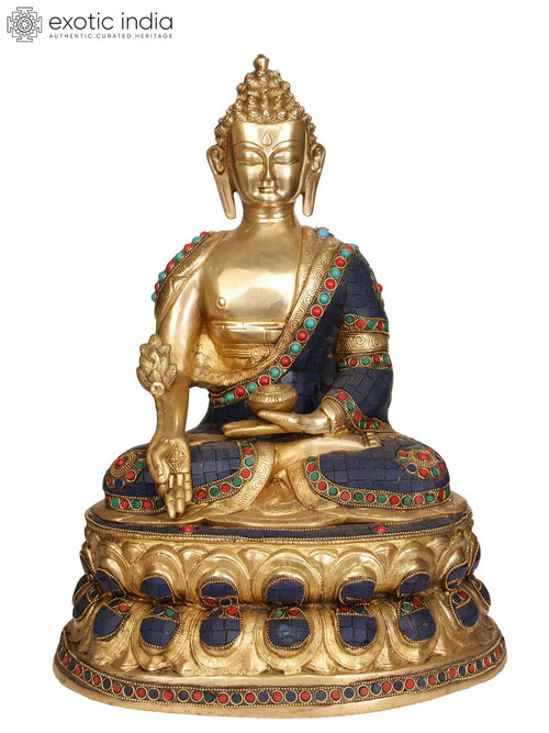 17" Medicine Buddha Handmade Brass Idol for Pooja