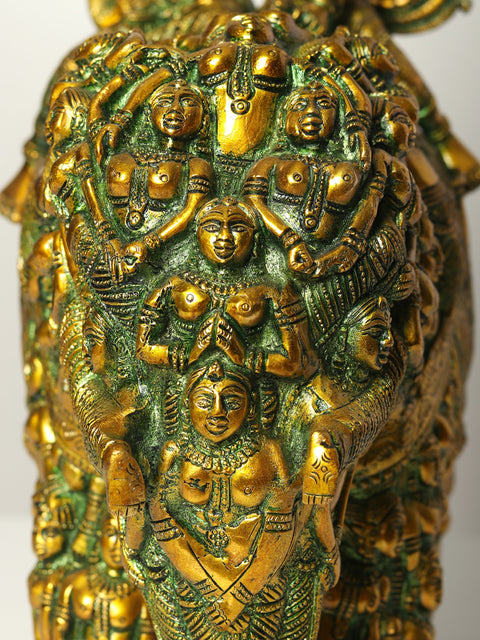 23" Radha and Krishna Riding on Elephant | Handmade Brass Statue