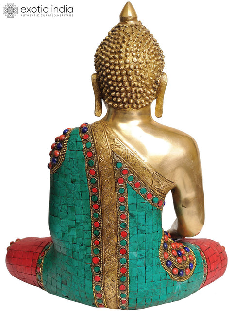 14" Lord Buddha in the Earth Touching Gesture In Brass | Handmade | Made In India