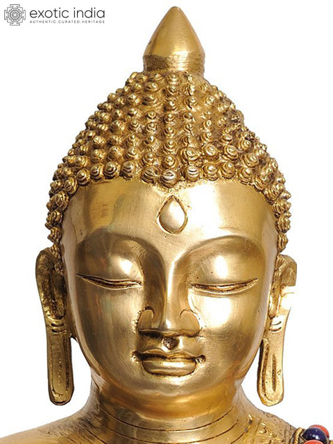 14" Lord Buddha in the Earth Touching Gesture In Brass | Handmade | Made In India