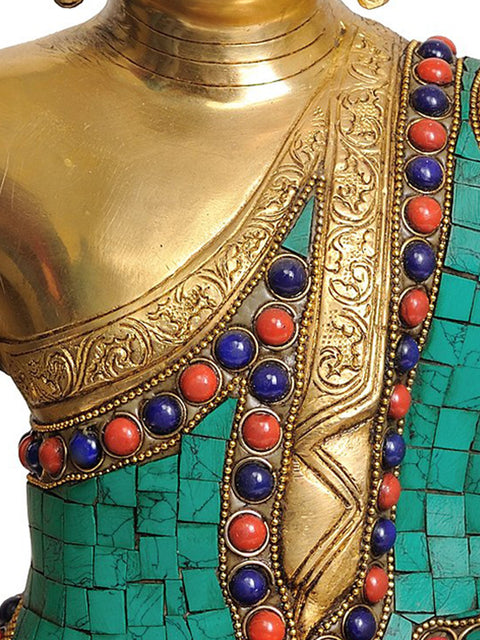 14" Lord Buddha in the Earth Touching Gesture In Brass | Handmade | Made In India