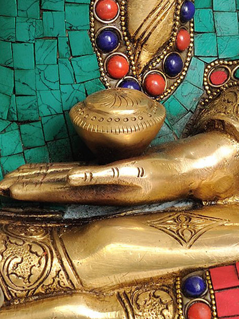 14" Lord Buddha in the Earth Touching Gesture In Brass | Handmade | Made In India