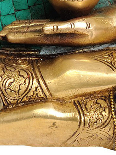 14" Lord Buddha in the Earth Touching Gesture In Brass | Handmade | Made In India