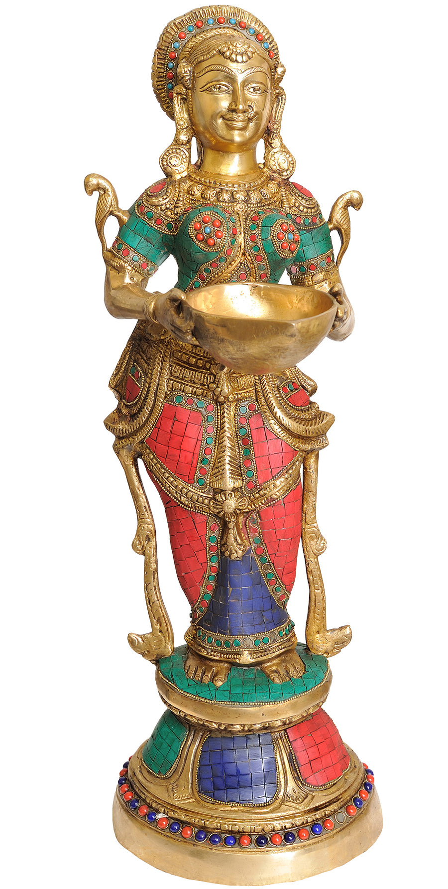 24" Deeplakshmi Handmade Brass Statue for Pooja