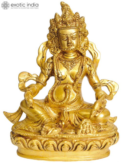 8" Kubera Brass Statue - Tibetan Buddhist Money God Handmade