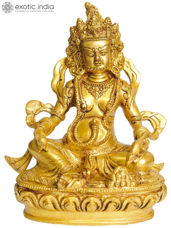8" Kubera Brass Statue - Tibetan Buddhist Money God Handmade