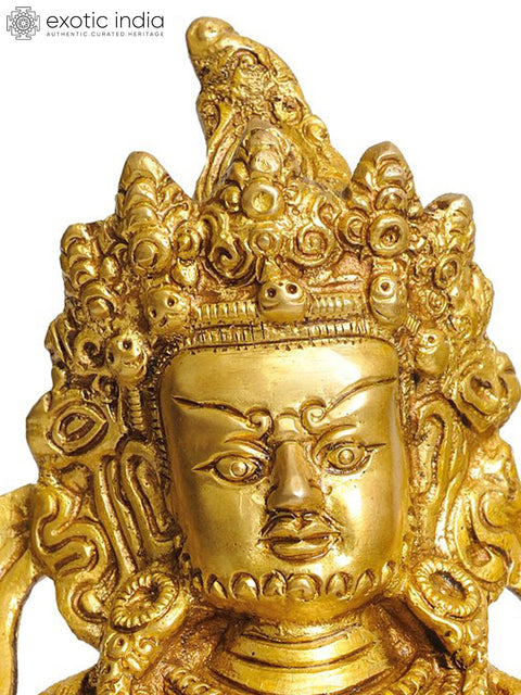 8" Kubera - The God Who Gives Money (Tibetan Buddhist Deity) In Brass | Handmade | Made In India