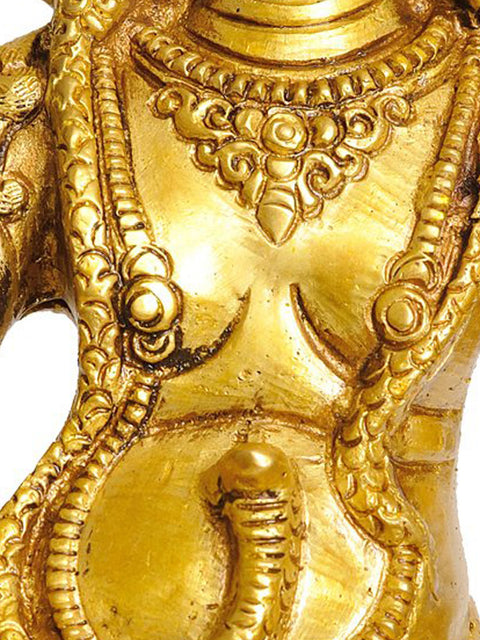 8" Kubera - The God Who Gives Money (Tibetan Buddhist Deity) In Brass | Handmade | Made In India